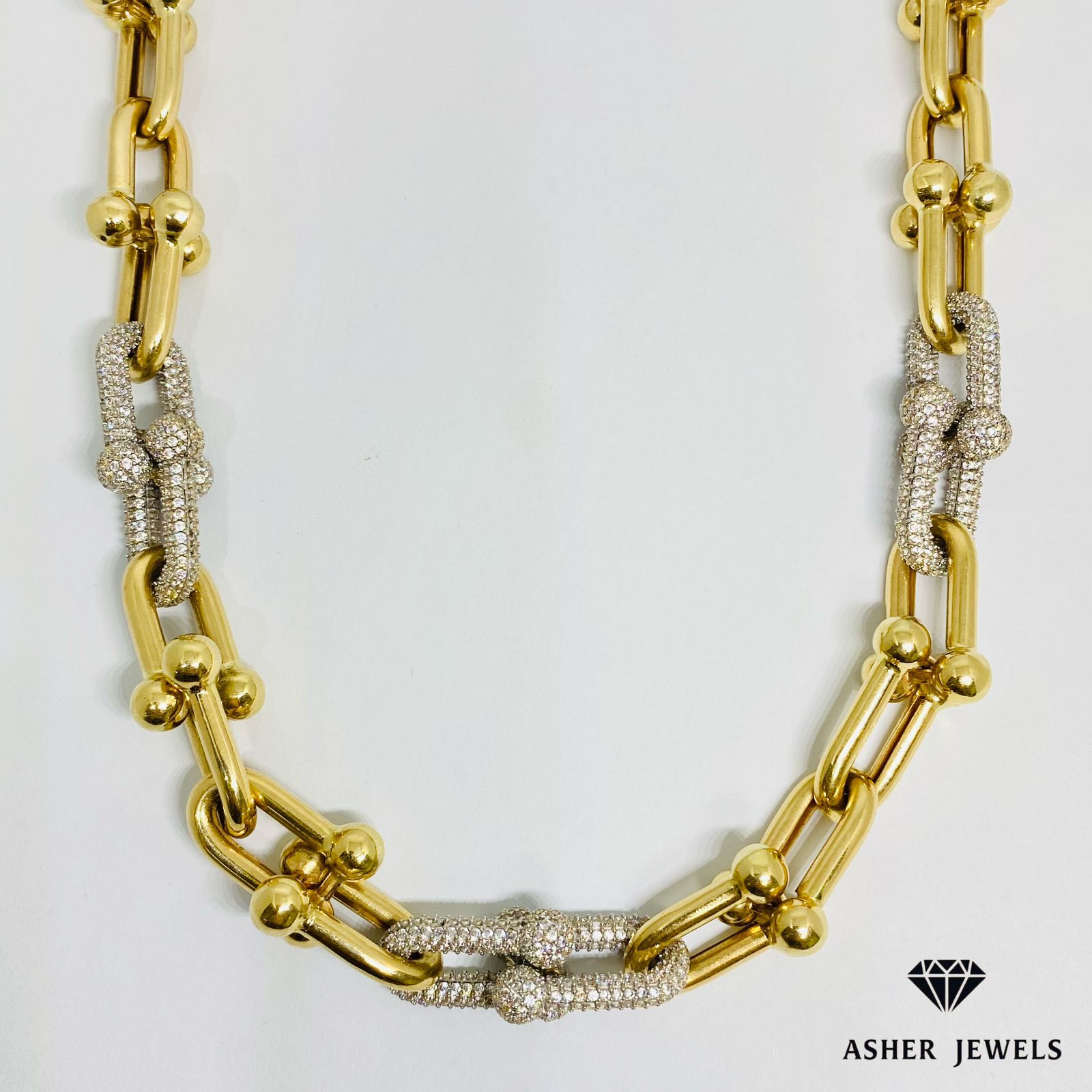 Chunky Tiffany Necklace with Russian Stone 20"